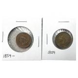 (2) Indian Head Pennies.