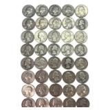 $10.00 face Washington Silver Quarters,