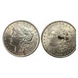 1885 and 1886 Morgan Silver Dollars.