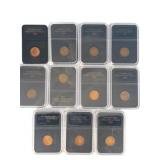 (11) Indian Head Pennies, 1900-1909.