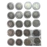 $5.00 face, (18) Barber Quarters and (2) Standing