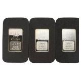 (3) 1/4 Troy Ounce .999 fine Silver Bars.
