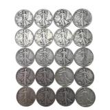 (20) Walking Liberty Silver Half Dollars, $10.00