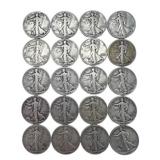 (20) Walking Liberty Silver Half Dollars, $10.00