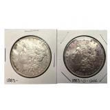 1883 and 1883 O Morgan Silver Dollars