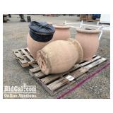 (5) Cement Trash Cans