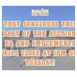 EQ and Implements Closing at 1 PM!