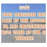 EQ and Implements Closing at 1 PM!