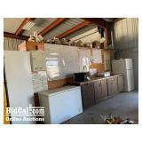 (1) Fridge, (2) Freezers, and Microwave