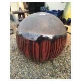 Large Red Sphere with Copper Drip