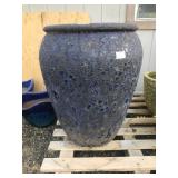 X-Large Blue Textured Urn