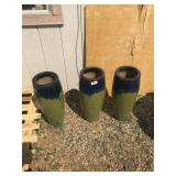 (3) Medium Tall Skinny Blue/Green Pots