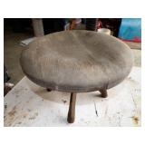 Adjustable wooden stool on metal base