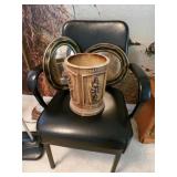 Black Accent Chair, Mirrors, Trashcan/Planter