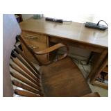 Wooden Desk, Rolling Desk Chair, Floor Mat,