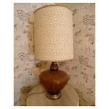 MCM Amber Glass Lamp, Speaker Table