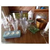 Glassware, Bird Feeder, MCM Ice Bucket, Vases