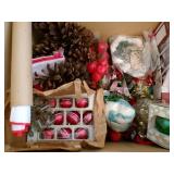 Large box of vintage Christmas, Tree Stand