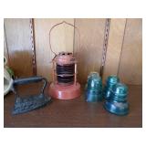 Railroad Lantern Electric insulators, Iron