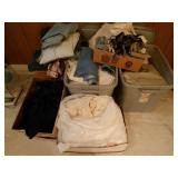 Large lot of fabric, vinyl fabric, jean material