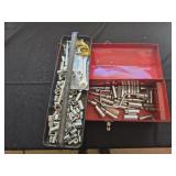 Metal Toolbox with Sockets and Wrenches
