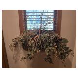 Window Floral Arrangement in Metal Basket