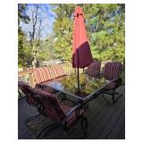 Glass top table with umbrella Patio Set