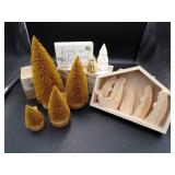 Wooden Nativity Set, Table Block, S/2 Porcelain