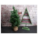 24" Evergreen Tree, Wooden Tree Table Art