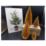 Merry Christmas Wooden Table Art, S/4 Gold