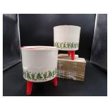 Porcelain Footed Planters - holds a medium