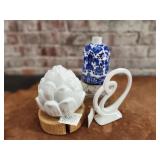 Artichoke Table Art, Swirled Table Art, Blue &