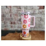 40 oz Tumbler - Retro flowers