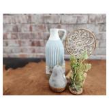 Vase, Concrete/Gold Apple, Botanical, Finial