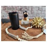 Metal Black Vase, Gold Sea Urchin Table Art,