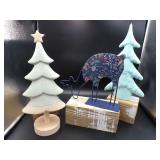 Porcelain Trees, Metal Reindeer Table Art