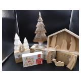 Wooden Nativity Set, LED Tree, Porcelain Trees,