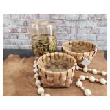 Amber Glass Vessel with dried artichokes, set of 2