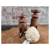 Wooden & Iron Candle Holders, Artichoke Table Art