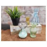 Hour Glass, Deco Glass Vases, Faux Plant