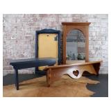 Primitive/Americana Oak Shelf, Mirror