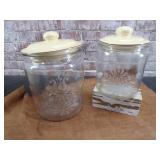 Pfaltzgraff Glass Crocks - Village Pattern