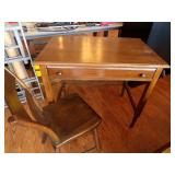Small Wooden Desk with Wooden Chair