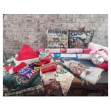 Mixed Lot of Christmas blankets, pillows, towels