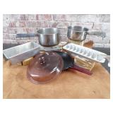 Aluminum/Copper Saucepans, Loaf Pan,