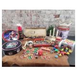 M & M String Light Toppers, Vintage Lights, Tins