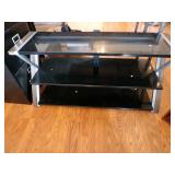 Black Glass & Metal TV Stand/Shelving Unit