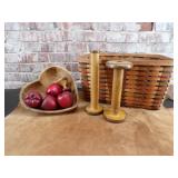 Antique Loom Wooden Spools, wooden heart-