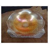 Jeannette Carnival Glass 3 footed bowl 1928-1932