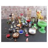 Fenton Jadeite Glass Candlesticks, Bowl, Trinkets